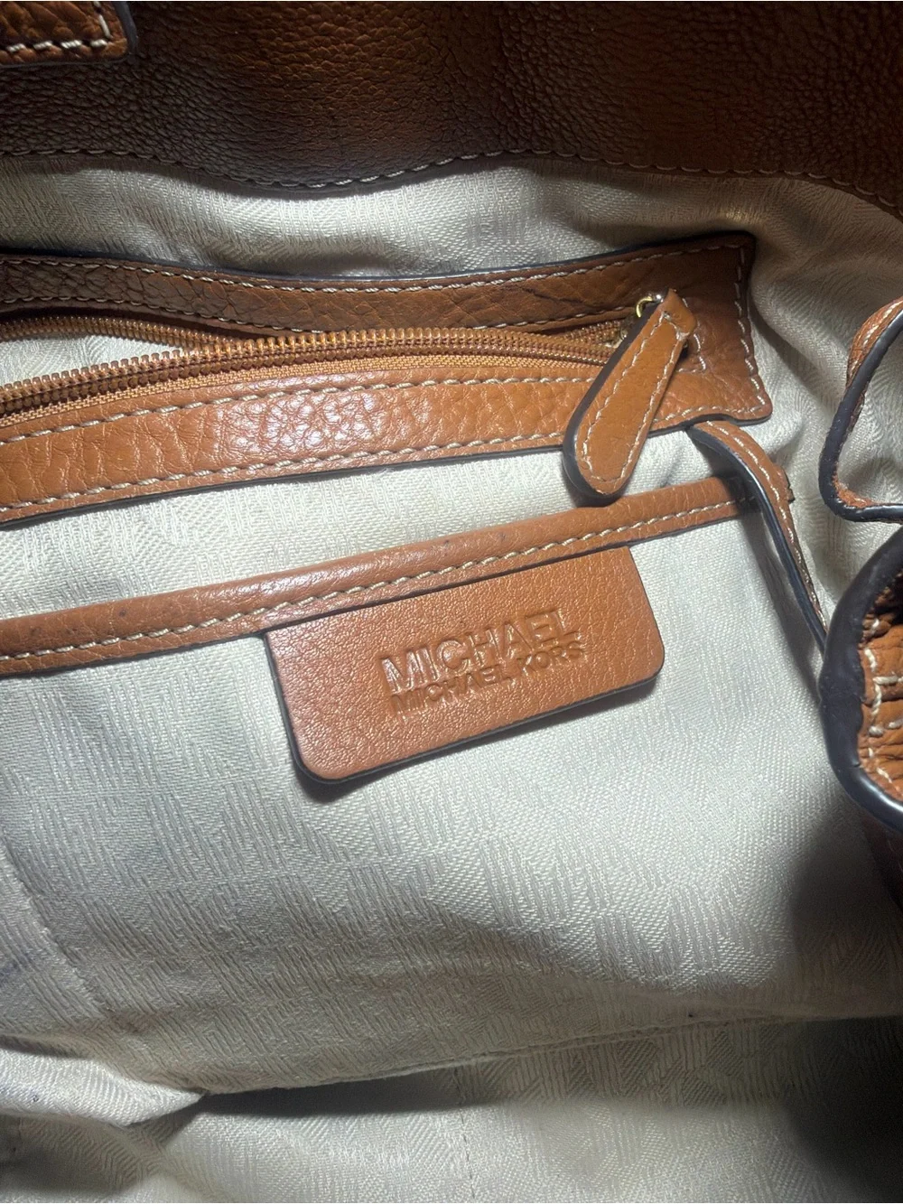 Michael Kors Brown Leather & Blue Signature Tote
